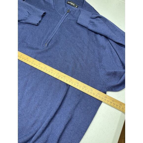 Paul Fredrick Sweater Men's Blue XXL Silk Cashmere 1/4 Zip Mock Pullover - Picture 3 of 7